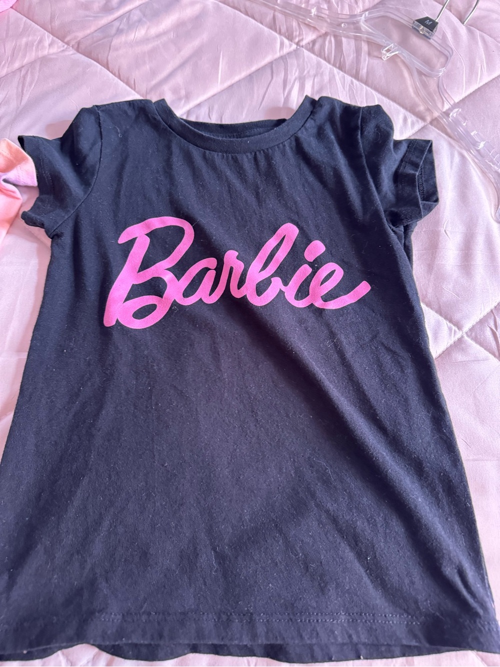Barbie Black Tee with Bright Pink Logo